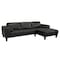 Armen Living Wynne Contemporary Sectional in Genuine Black Leather with Brown Wood Legs LCWYSEBLACK - alternate 1